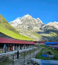 अन्नपूर्ण आधार शिविरबाट हिमालको अद्भुत दृश्यसँगै शुभप्रभात
