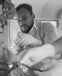 गुडिरहेको एम्बुलेन्सभित्रै चिकित्सकले उपचार गरेपछि