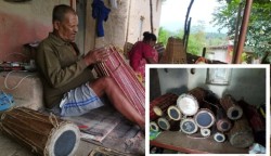 तिहारका लागि मादल बनाउन व्यस्त चित्रे बादी