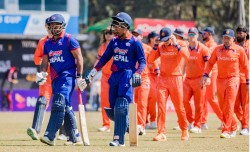 टी–२० विश्वकपको पहिलो खेलमा नेपालले नेदरल्यान्ड्सको सामना गर्दै