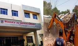 नेपालगञ्ज उपमहानगरपालिकाद्वारा अतिक्रमित संरचना भत्काउन सुरु